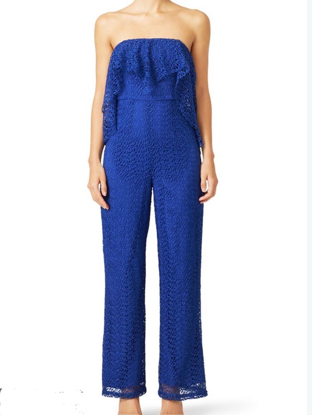 Free People Strapless Cobalt Lace Jumpsuit Size 2
